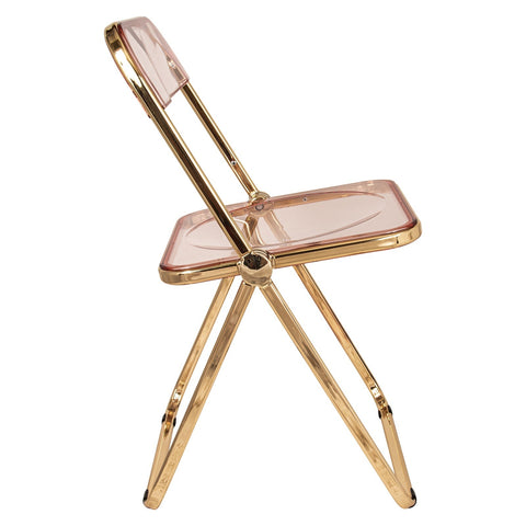 Lawrence Acrylic Folding Chair With Gold Metal Frame