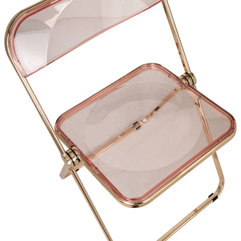 Lawrence Acrylic Folding Chair With Gold Metal Frame