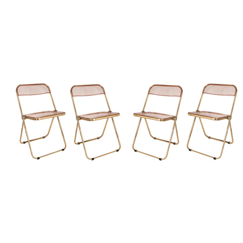 Lawrence Acrylic Folding Chair With Gold Metal Frame