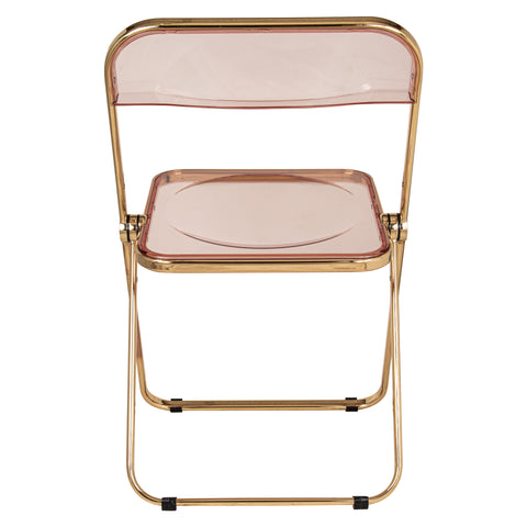 Lawrence Acrylic Folding Chair With Gold Metal Frame