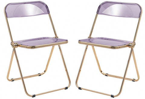 Lawrence Acrylic Folding Chair With Gold Metal Frame