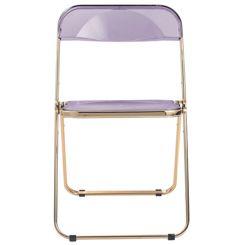 Lawrence Acrylic Folding Chair With Gold Metal Frame