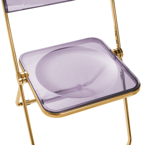 Lawrence Acrylic Folding Chair With Gold Metal Frame