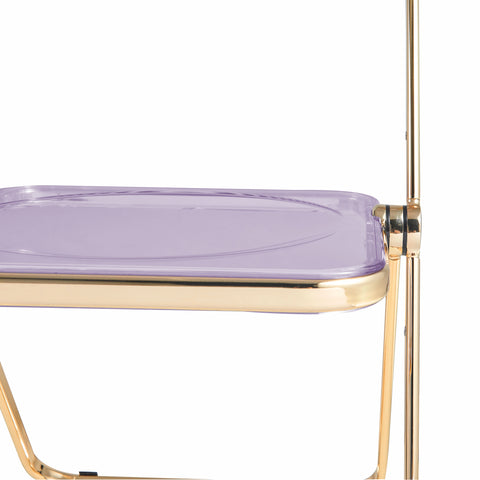 Lawrence Acrylic Folding Chair With Gold Metal Frame