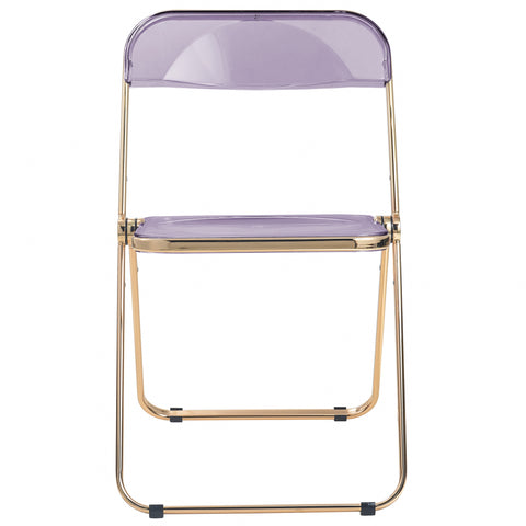 Lawrence Acrylic Folding Chair With Gold Metal Frame Set of 4