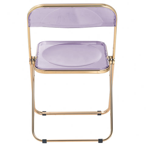 Lawrence Acrylic Folding Chair With Gold Metal Frame Set of 4