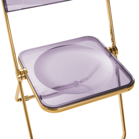 Lawrence Acrylic Folding Chair With Gold Metal Frame Set of 4