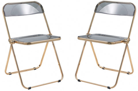 Lawrence Acrylic Folding Chair With Gold Metal Frame