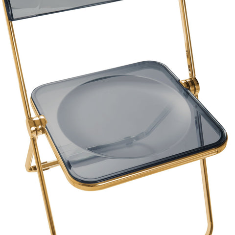 Lawrence Acrylic Folding Chair With Gold Metal Frame