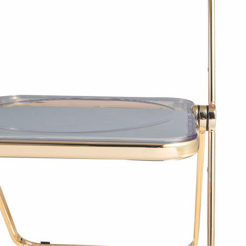 Lawrence Acrylic Folding Chair With Gold Metal Frame Set of 4