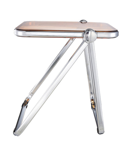 Lawrence Square Folding Side Table with Plastic Tabletop in Chrome Aluminum Frame