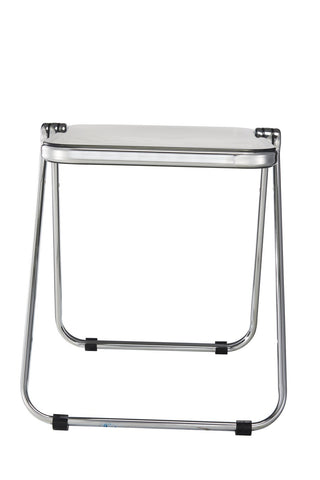 Lawrence Square Folding Side Table with Plastic Tabletop in Chrome Aluminum Frame