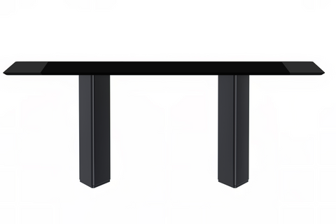 Lior Dining Table with Rectangular Glass/Sintered Stone Tabletop and Black Steel Legs