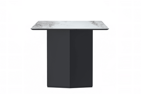 Lior Dining Table with Rectangular Glass/Sintered Stone Tabletop and Black Steel Legs