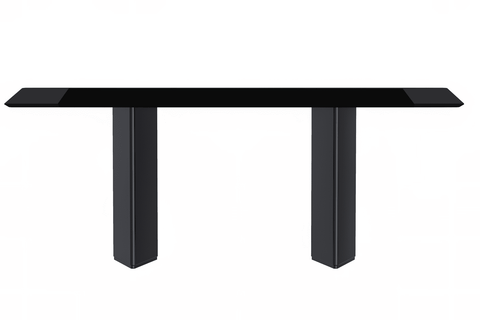 Lior Modern Dining Table with Rectangular Glass/Sintered Stone Tabletop and Black Steel Legs