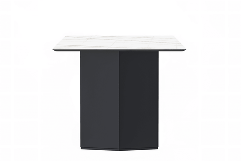 Lior Modern Dining Table with Rectangular Glass/Sintered Stone Tabletop and Black Steel Legs