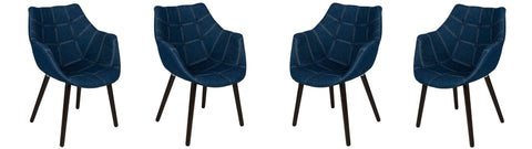 Milburn Tufted Denim Lounge Accent Chair, Set of 4