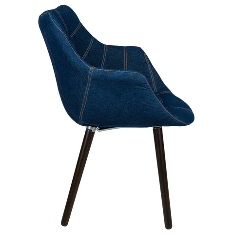 Milburn Tufted Denim Lounge Accent Chair, Set of 4