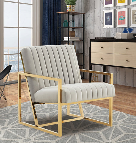 Montgomery Velvet Pinstripe Design Accent Armchair With Gold Frame