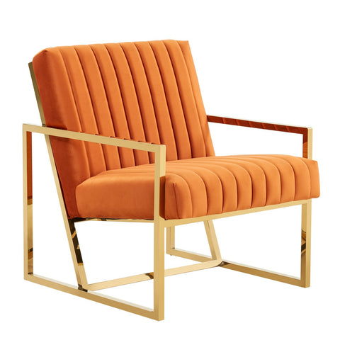 Montgomery Velvet Pinstripe Design Accent Armchair With Gold Frame