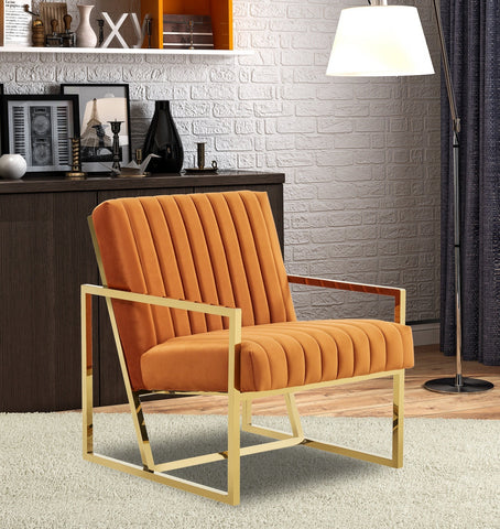 Montgomery Velvet Pinstripe Design Accent Armchair With Gold Frame