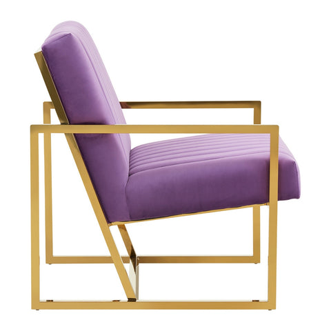 Montgomery Velvet Pinstripe Design Accent Armchair With Gold Frame