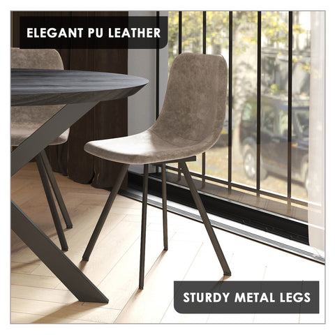 Markley Modern Leather Dining Chair With Metal Legs Set of 2