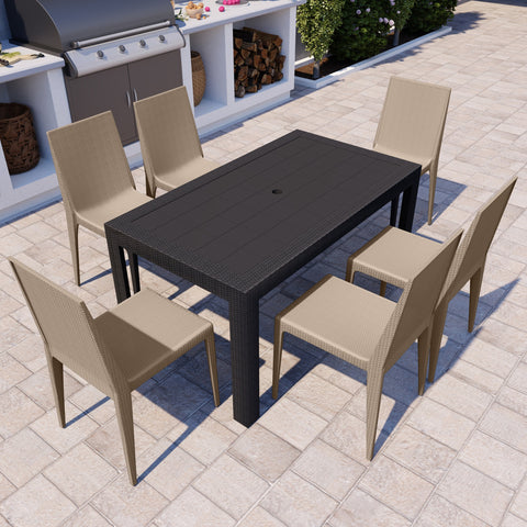 Mace Patio Outdoor Dining Chair with Weave Design in Polypropylene Set of 4