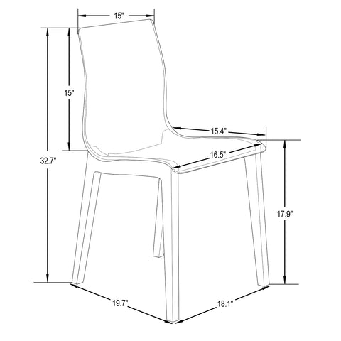 Marsden Modern Dining Side Chair with Beech Wood Legs, Set of 2