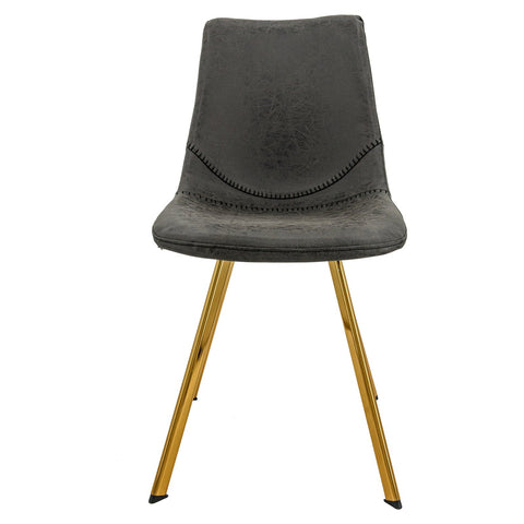 Markley Modern Leather Dining Chair With Gold Legs Set of 2