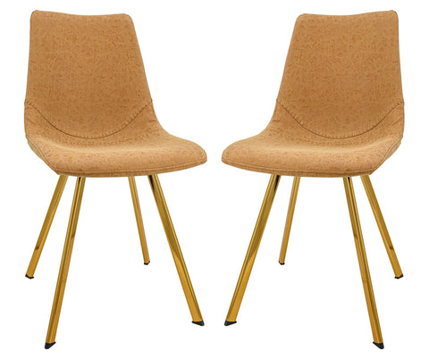 Markley Modern Leather Dining Chair With Gold Legs Set of 2