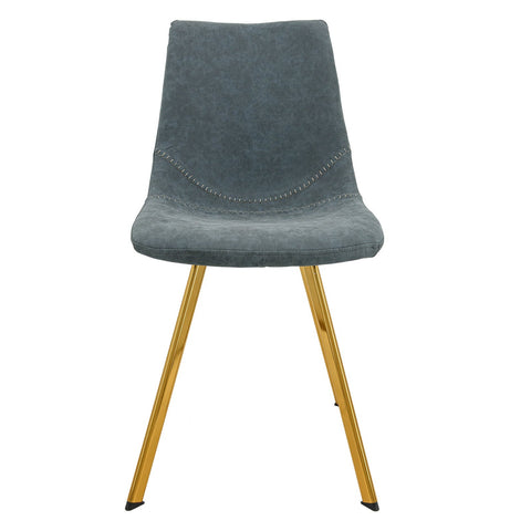 Markley Modern Leather Dining Chair With Gold Legs Set of 2