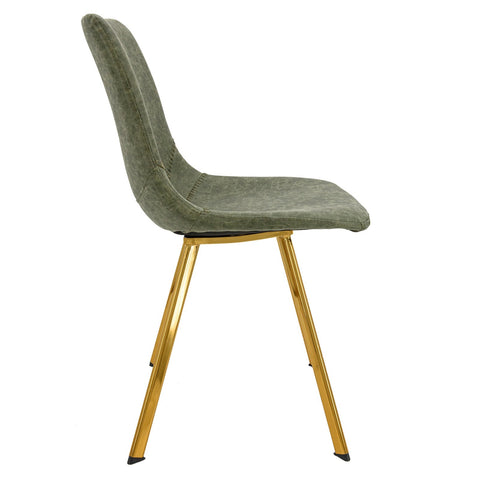 Markley Modern Leather Dining Chair With Gold Legs Set of 2