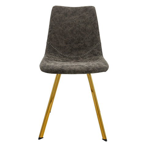 Markley Modern Leather Dining Chair With Gold Legs Set of 2