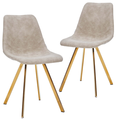 Markley Modern Leather Dining Chair With Gold Legs Set of 2