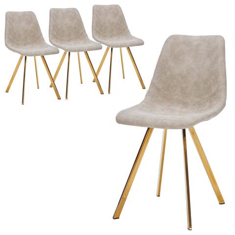 Markley Modern Leather Dining Chair With Gold Legs Set of 4