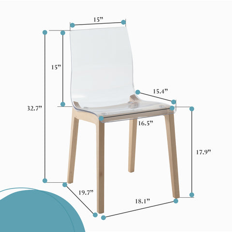 Marsden Modern Dining Side Chair with Beech Wood Legs, Set of 2