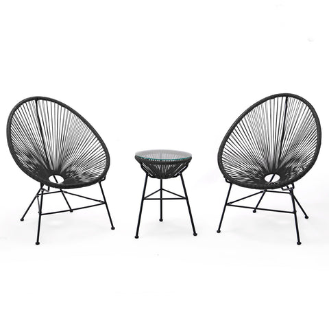 Montara 3 Piece Outdoor Lounge Patio Chairs With Glass Top Table