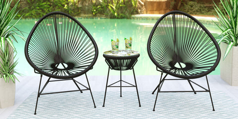 Montara 3 Piece Outdoor Lounge Patio Chairs With Glass Top Table