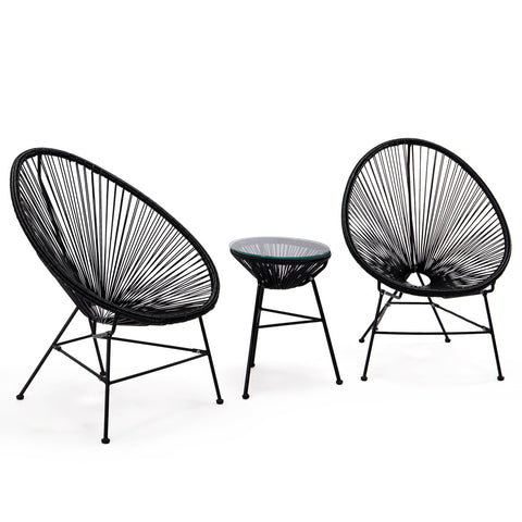 Montara 3 Piece Outdoor Lounge Patio Chairs With Glass Top Table