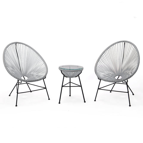 Montara 3 Piece Outdoor Lounge Patio Chairs With Glass Top Table