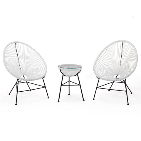 Montara 3 Piece Outdoor Lounge Patio Chairs With Glass Top Table