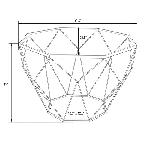 Malibu Modern Octagon Glass Top Coffee Table / End Table With Gold Metal Base