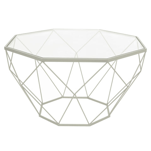 Malibu Octagon Coffee Table with Glass Top and Geometric Metal Base