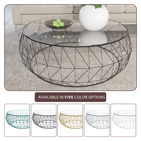 Malibu Modern Round Glass Top Coffee Table With Chrome Base