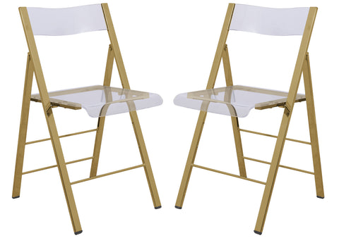Menno Modern Acrylic Gold Base Folding Chair