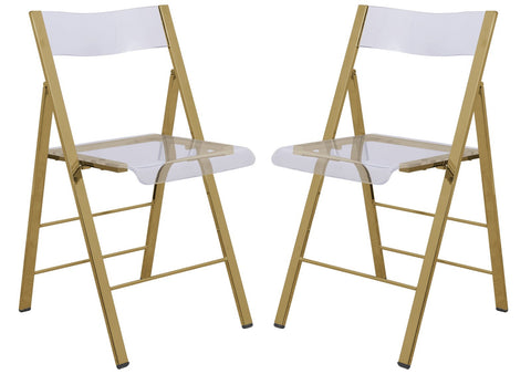 Menno Modern Acrylic Gold Base Folding Chair