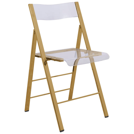 Menno Folding Dining Chair in Gold/Silver/Black Stainless Steel Frame and Base