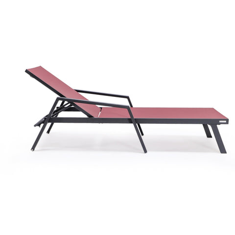 Marlin Patio Chaise Lounge Chair With Armrests in Black Aluminum Frame