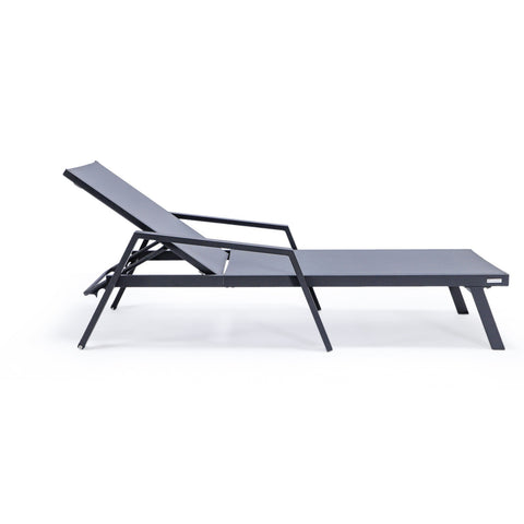 Marlin Patio Chaise Lounge Chair With Armrests in Black Aluminum Frame